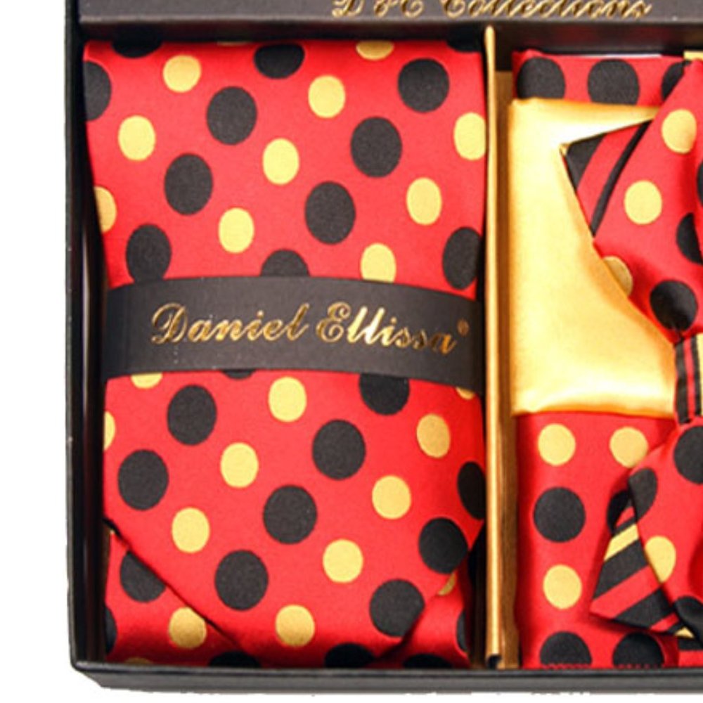 Daniel Ellissa Red Yellow Dot Bow & Neck Tie 6 Set - Picture 2 of 6
